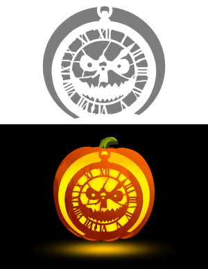 Creepy Clock Face Pumpkin Stencil