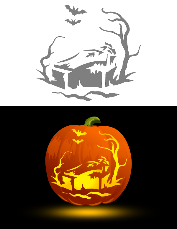 Creepy Coffin Pumpkin Stencil