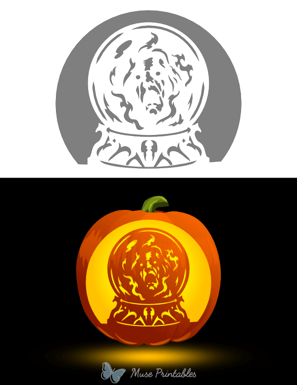 Creepy Crystal Ball Pumpkin Stencil
