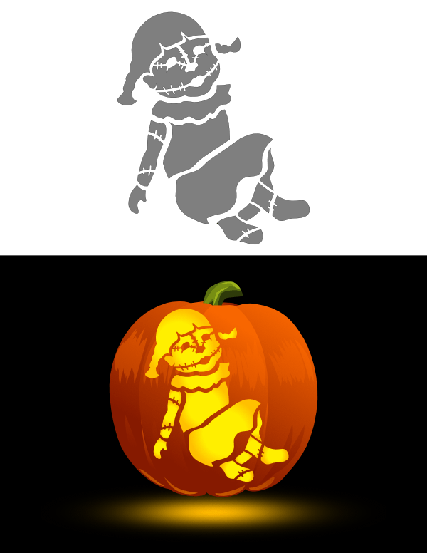 Printable Creepy Doll Pumpkin Stencil