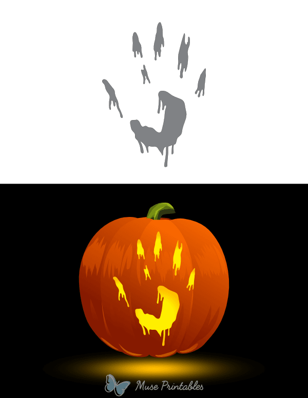 Creepy Dripping Handprint Pumpkin Stencil