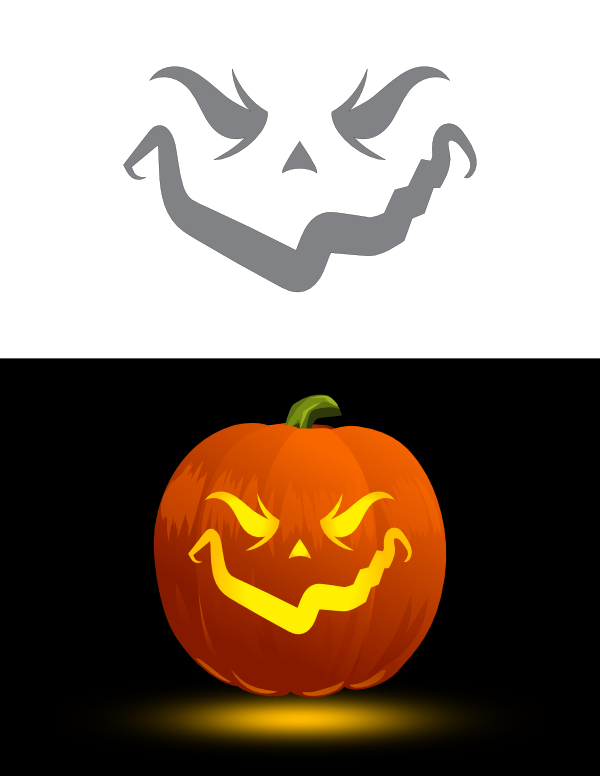 Printable Creepy Face Pumpkin Stencil