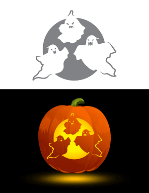 Creepy Family of Ghosts Pumpkin Stencil