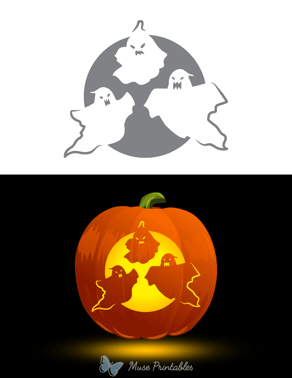 Creepy Family of Ghosts Pumpkin Stencil