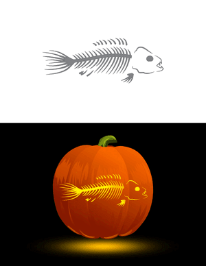 Creepy Fish Skeleton Pumpkin Stencil