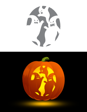 Creepy Ghost Family Pumpkin Stencil