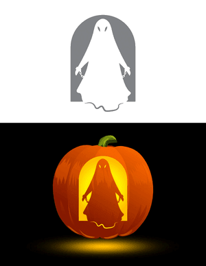 Creepy Ghost With Chains Pumpkin Stencil