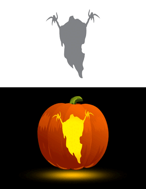 Creepy Ghost With Claws Pumpkin Stencil