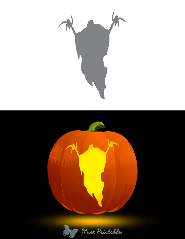 Creepy Ghost With Claws Pumpkin Stencil