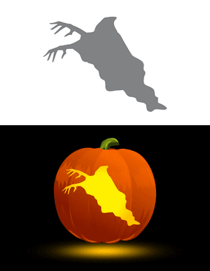 Creepy Ghost With Long Fingers Pumpkin Stencil