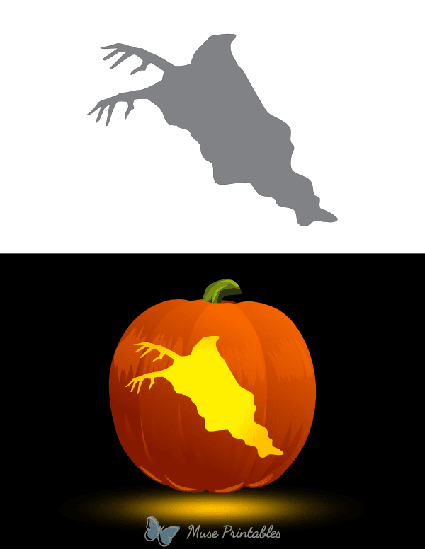 Creepy Ghost With Long Fingers Pumpkin Stencil