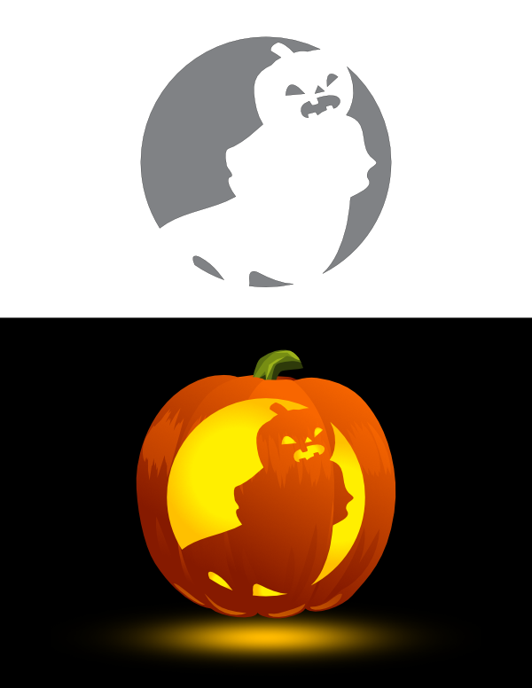 Printable Creepy Ghost With Pumpkin Head Pumpkin Stencil