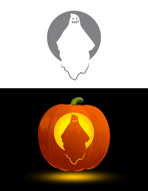 Creepy Ghost With Teeth Pumpkin Stencil