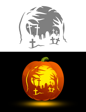 Creepy Graveyard Pumpkin Stencil