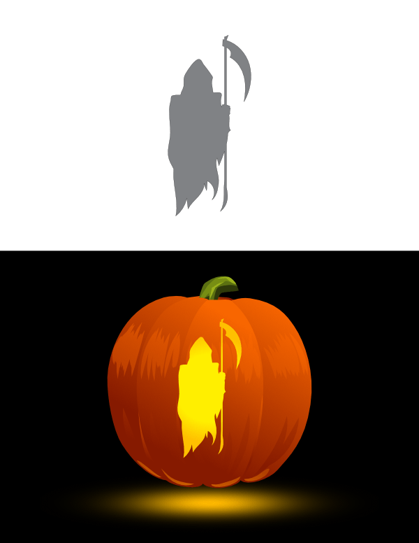 Printable Creepy Grim Reaper Pumpkin Stencil