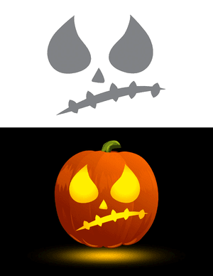 Creepy Jack-o'-lantern Face Pumpkin Stencil