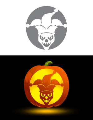 Creepy Jester Head Pumpkin Stencil