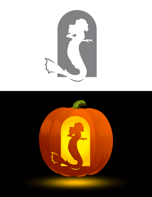 Creepy Mermaid Pumpkin Stencil