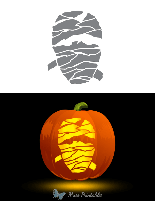 Creepy Mummy Face Pumpkin Stencil