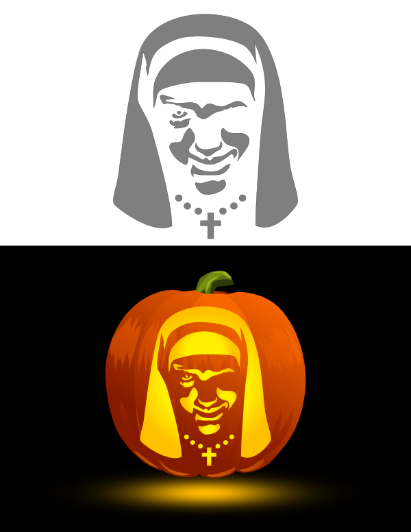 Printable Creepy Nun Pumpkin Stencil