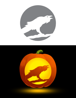 Creepy Raven Pumpkin Stencil