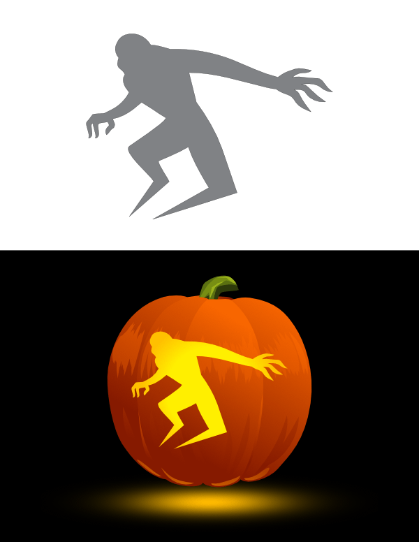 Printable Creepy Shadow Pumpkin Stencil