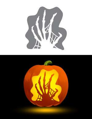 Creepy Skeleton Hand Pumpkin Stencil