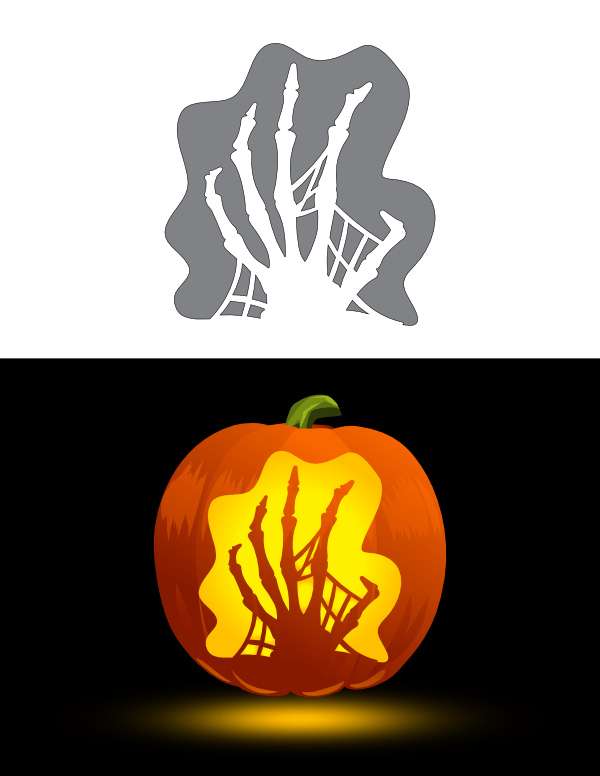 Printable Creepy Skeleton Hand Pumpkin Stencil