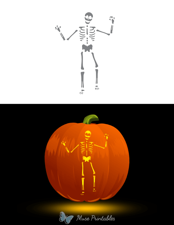 Creepy Skeleton Pumpkin Stencil