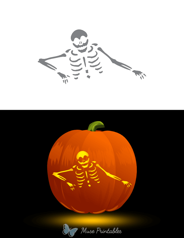 Creepy Skeleton Torso Pumpkin Stencil