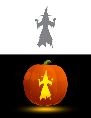 Creepy Witch Pumpkin Stencil