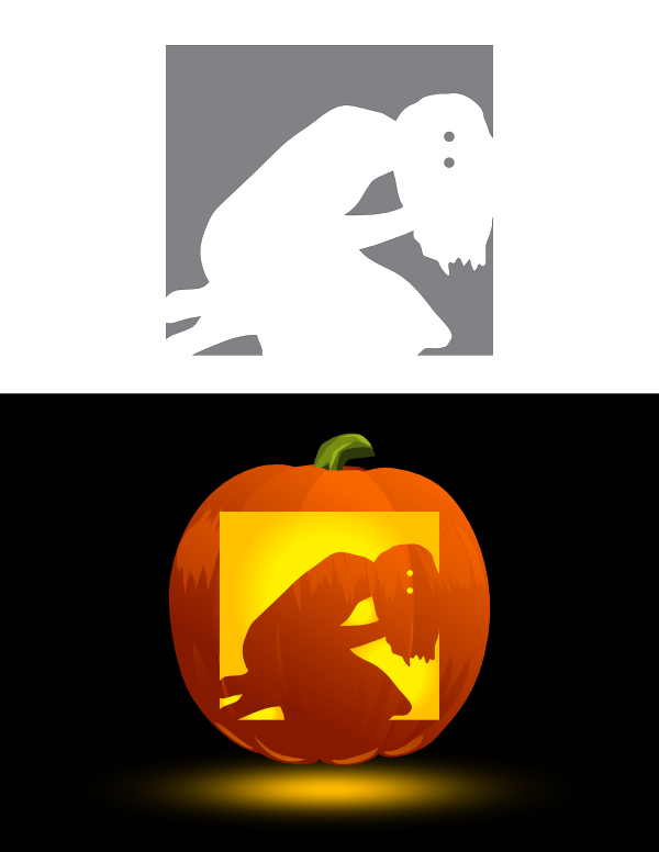 Printable Creepy Woman Pumpkin Stencil