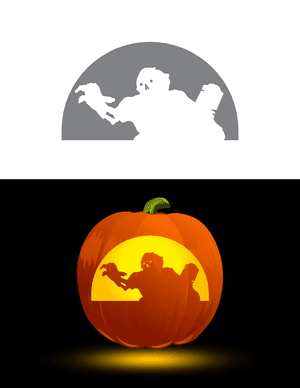 Creepy Zombie Rising From Grave Pumpkin Stencil