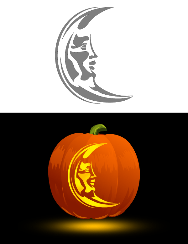Crescent Moon Pumpkin Stencil