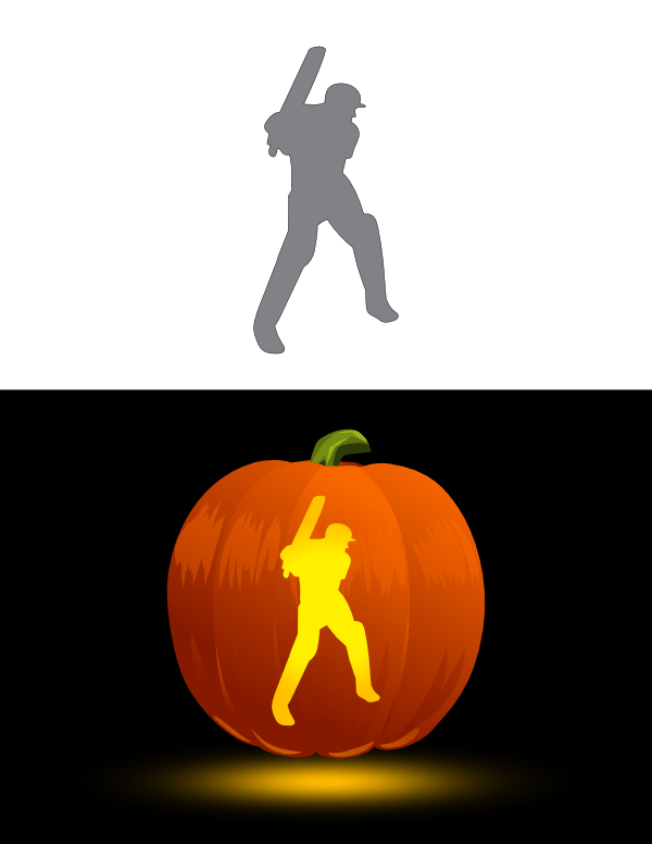 Printable Cricket Batter Pumpkin Stencil