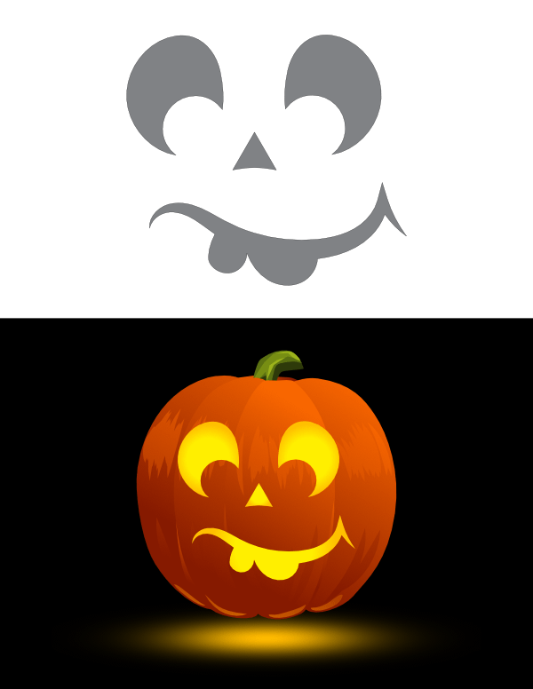Printable Cross Eyed Face Pumpkin Stencil