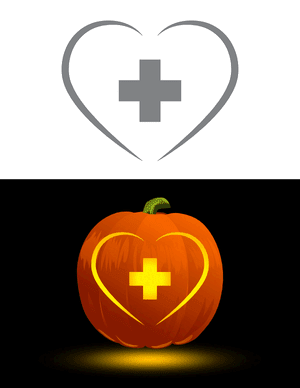 Cross Inside a Heart Pumpkin Stencil