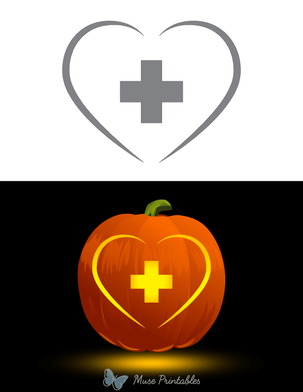 Cross Inside a Heart Pumpkin Stencil
