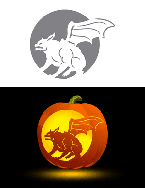 Crouching Gargoyle Pumpkin Stencil