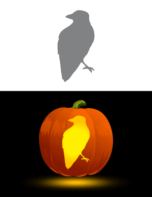 Crow Outline Pumpkin Stencil