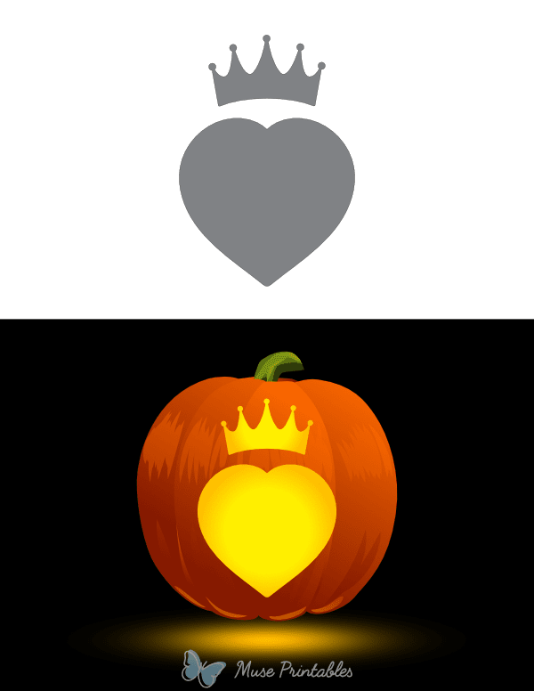 Crown and Heart Pumpkin Stencil