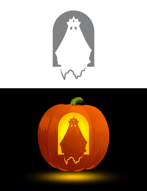 Crowned Ghost Pumpkin Stencil