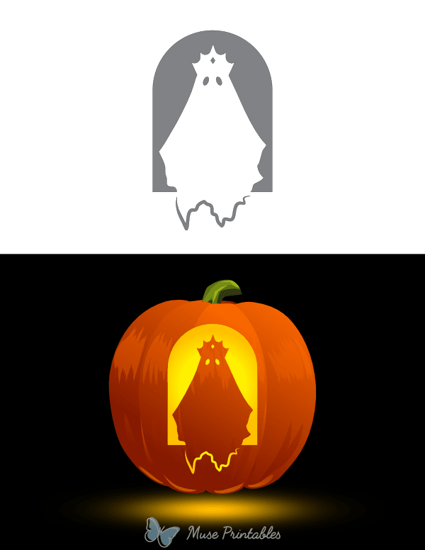 Crowned Ghost Pumpkin Stencil