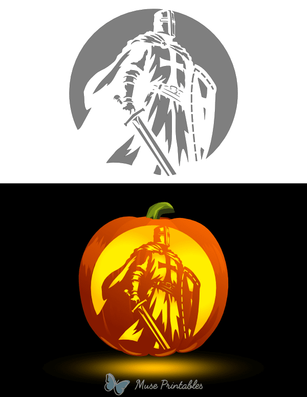 Crusade Knight Pumpkin Stencil