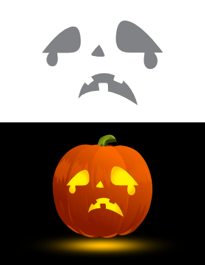Crying Face Pumpkin Stencil
