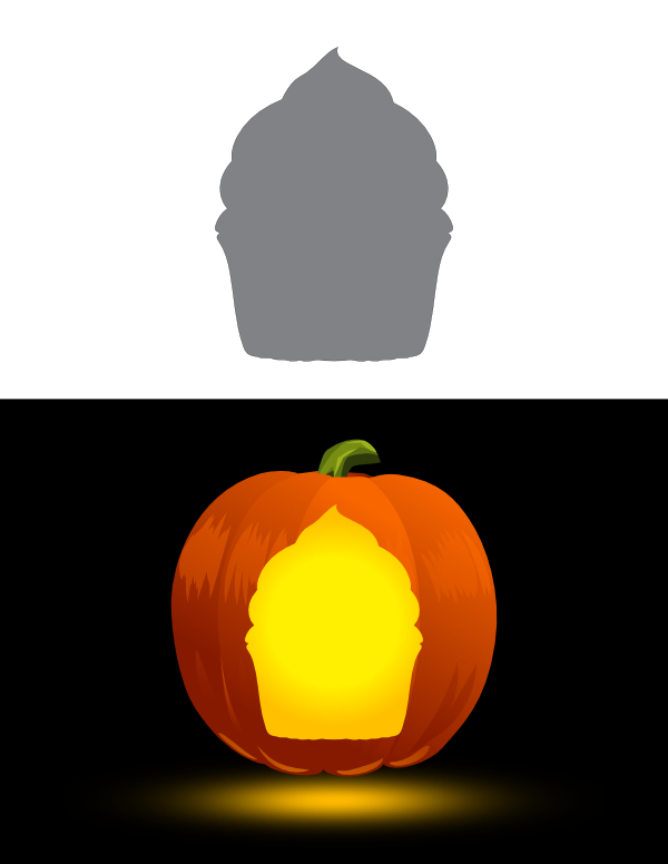 Printable Cupcake Pumpkin Stencil