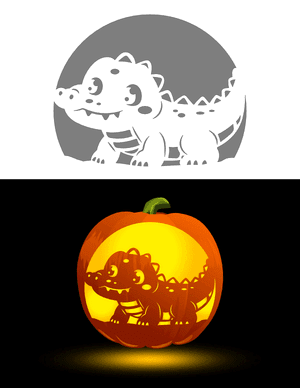 Cute Alligator Pumpkin Stencil
