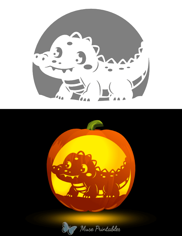 Cute Alligator Pumpkin Stencil