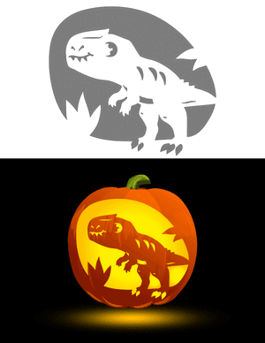 Cute Allosaurus Pumpkin Stencil