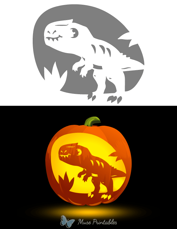 Cute Allosaurus Pumpkin Stencil